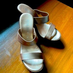 Rose gold wedge heal sandals